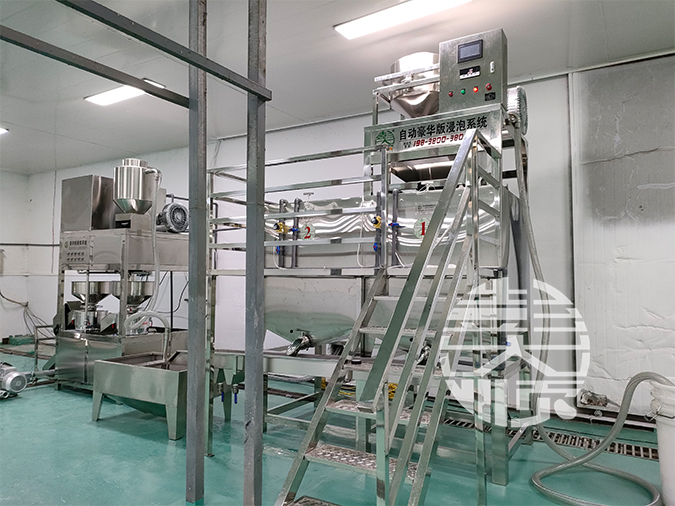 河南雙聯(lián)磨豆腐機生產(chǎn)線安裝調(diào)試現(xiàn)場